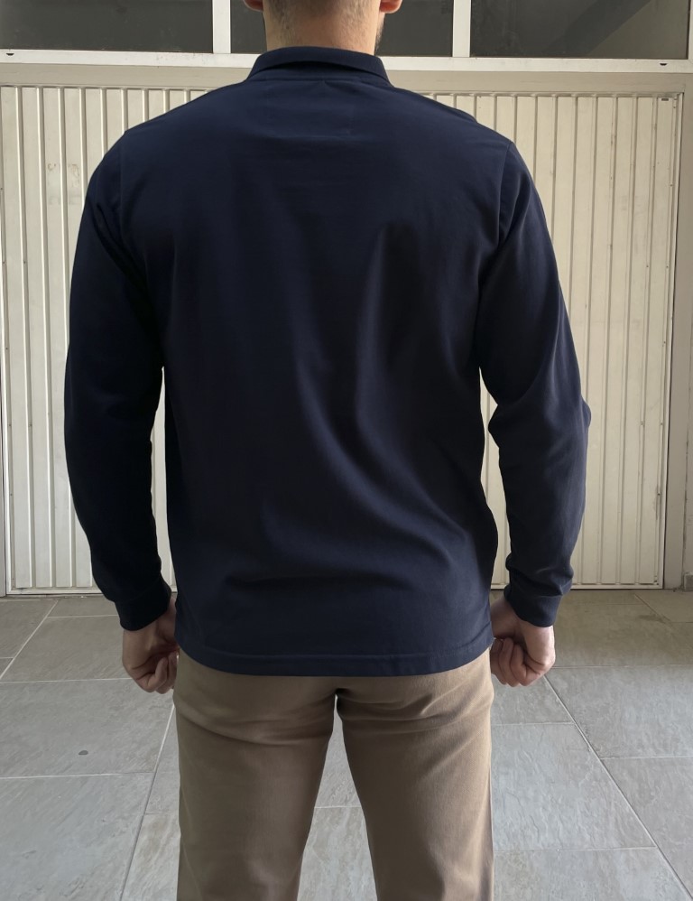 Everbest Ανδρική μπλε Polo πικέ μακρυμάνικη μπλούζα Plus size 251020B φωτογραφία